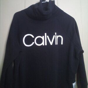 Calvin Klein Performance Sweatshirt S Long Sleeve Cowl Neck Spellout Black